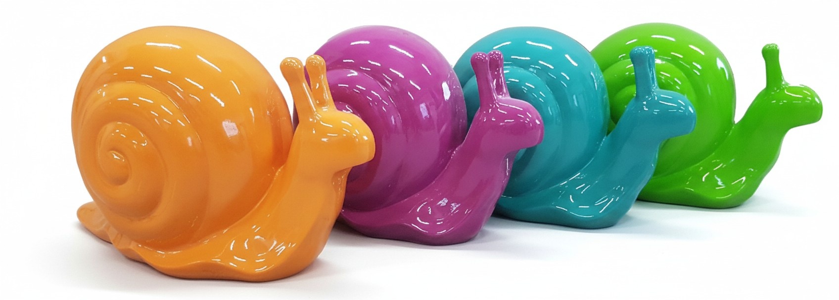 Decorative sculpture designed as a gloss colorful snail 34cm