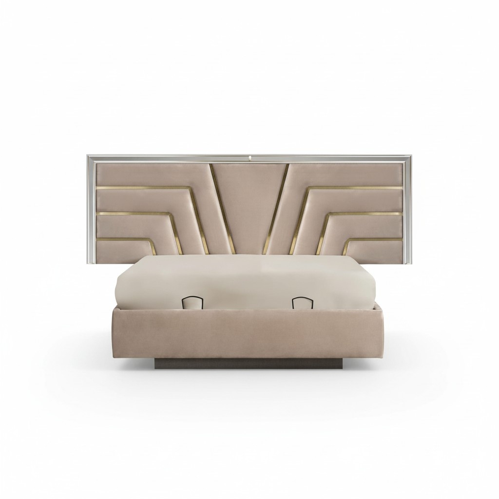 Beiges Schlafzimmer Bett Designer 2x Nachttische Stivoller Set 3tlg