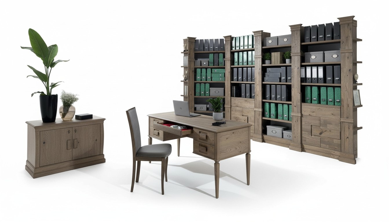 Modern style made of real wooden rectangular office/computer desk with 5-sliding drawers, model - CE-2