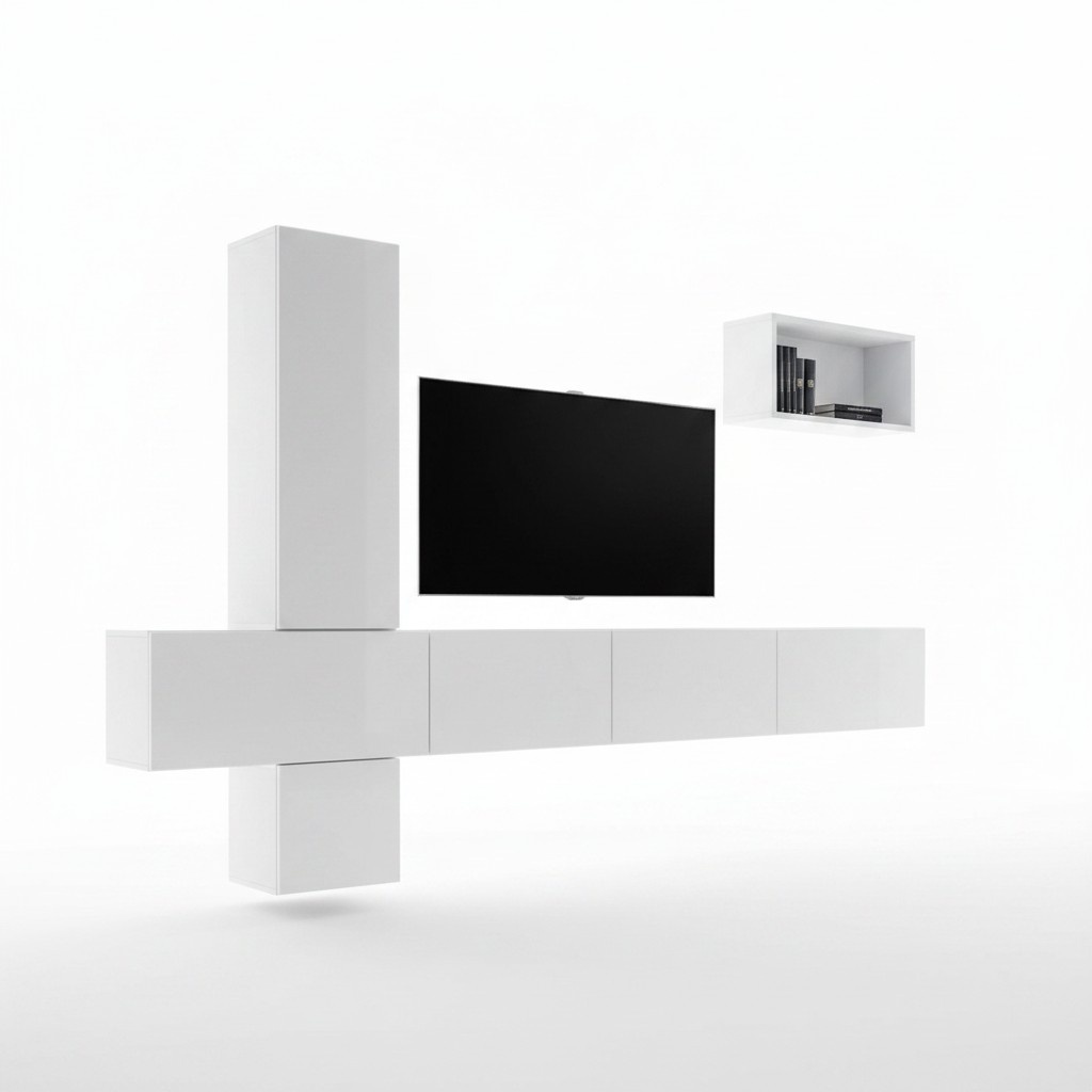 Living Room TV Stand Designer Complete Set Wall Shelf Modern Furniture
