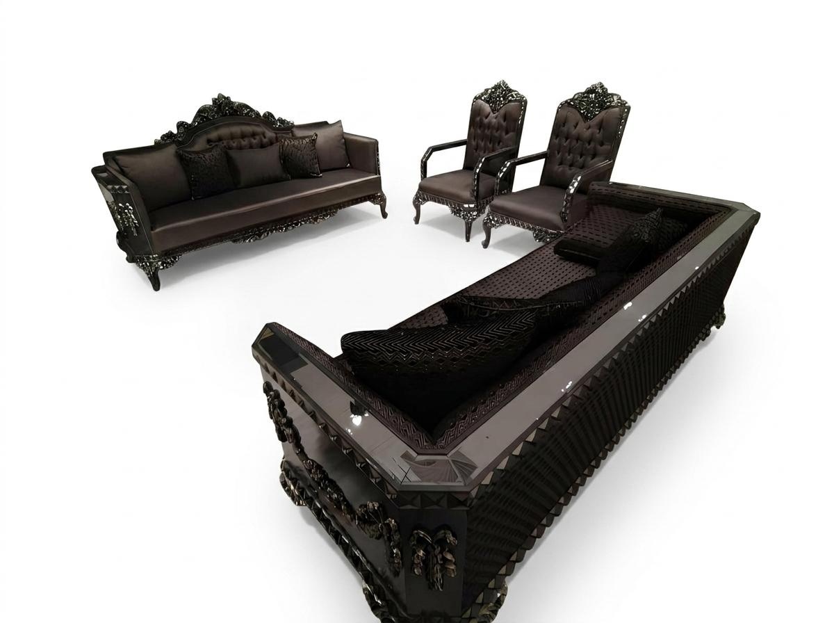 Deluxe Living Room Set Sofa and Armchair Premium Sofa and Armchair Brown