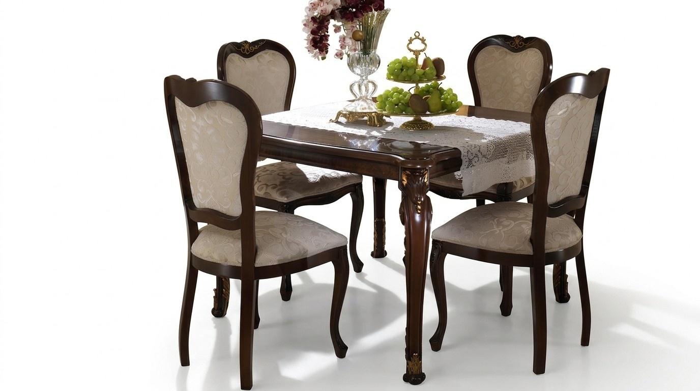 Design 4x chairs armchair set chair group dining room set wood arredoclassic
