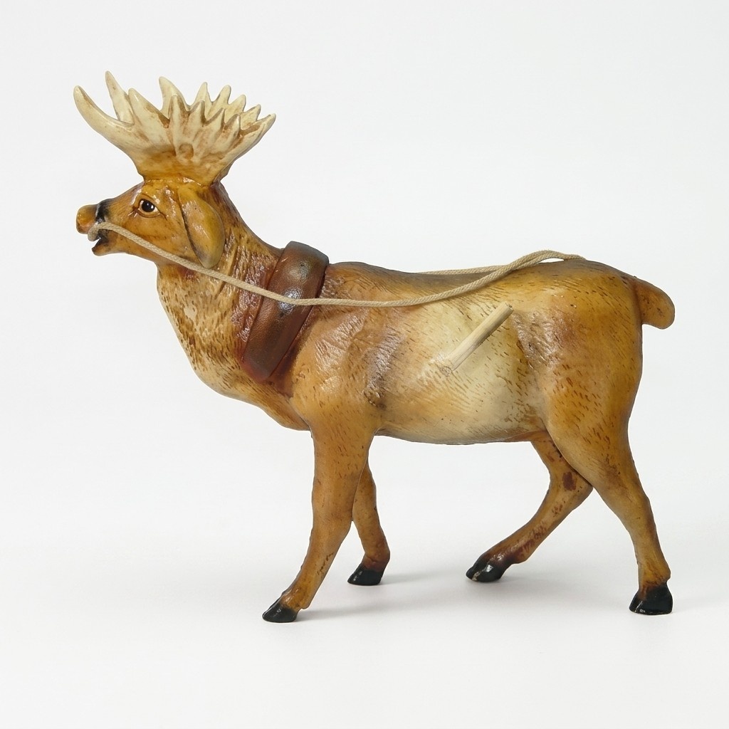 Motley colored decorative sculpture designed as brown reindeer 78x83cm c228