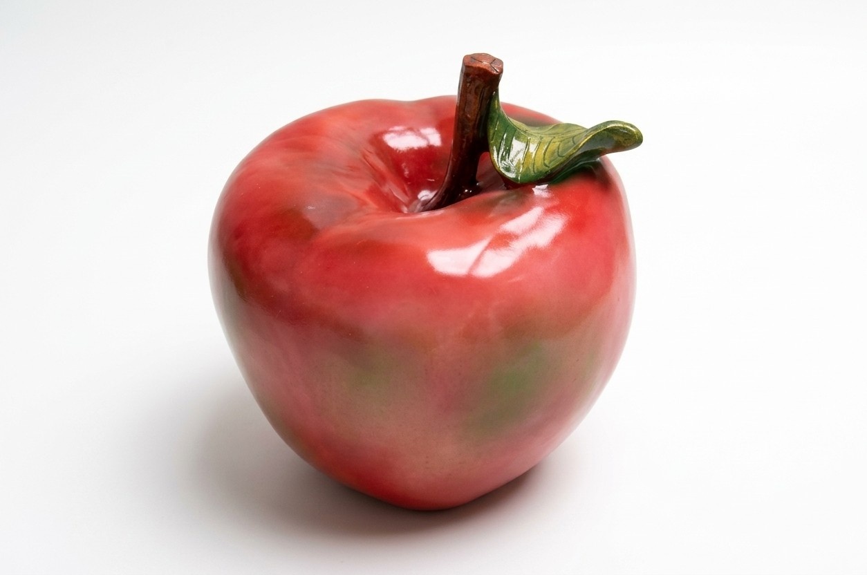 Decor garden sculpture designed as full red colored apple 45x43cm B395A