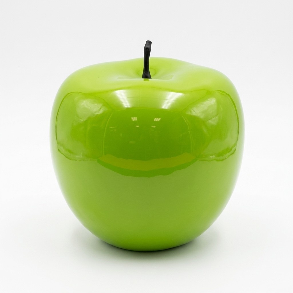 Full gloss green original colored deco figure of an apple 55x56cm