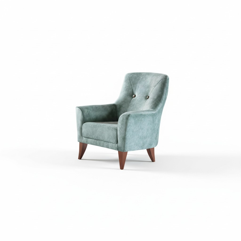 Design armchair 1-seater luxury relax textile turquoise chair in living room