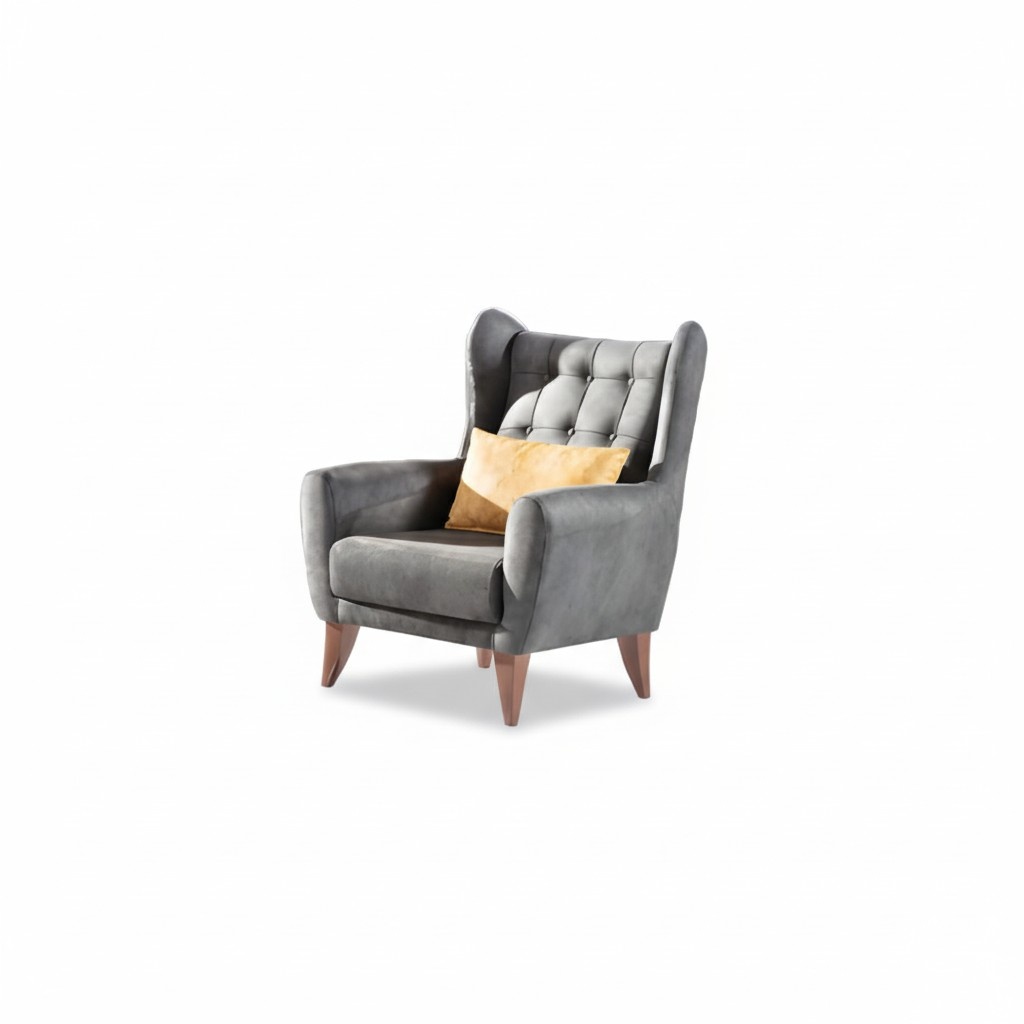 Design Armchair 1-Seater Luxury Relax Textile Grey Armchair Living Room Club Hotel