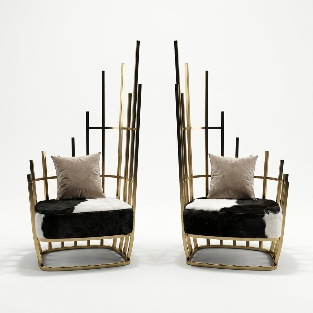 Design armchair metal lounge 6x set new set chair chairs relax group fur