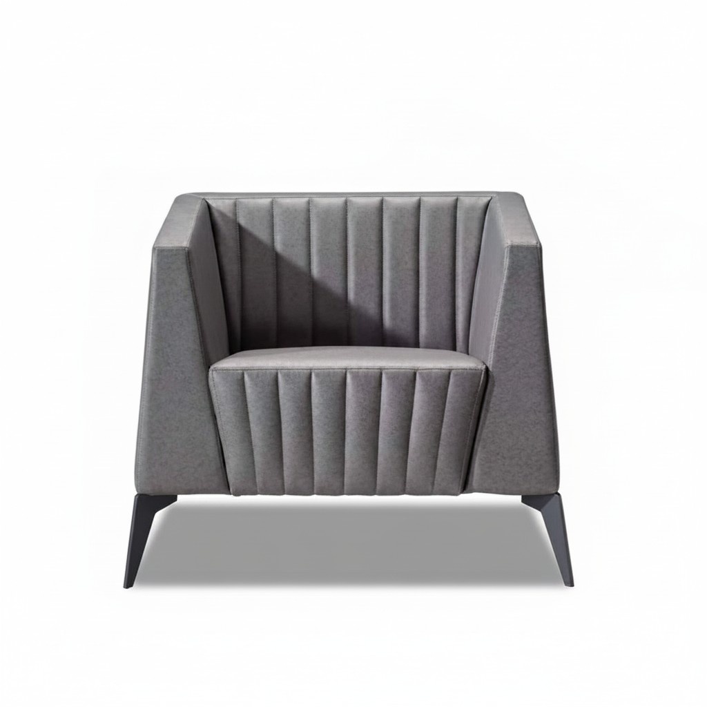 Design Armchair Single Sofa Upholstery Luxury Office Furniture Gray 1 Seater