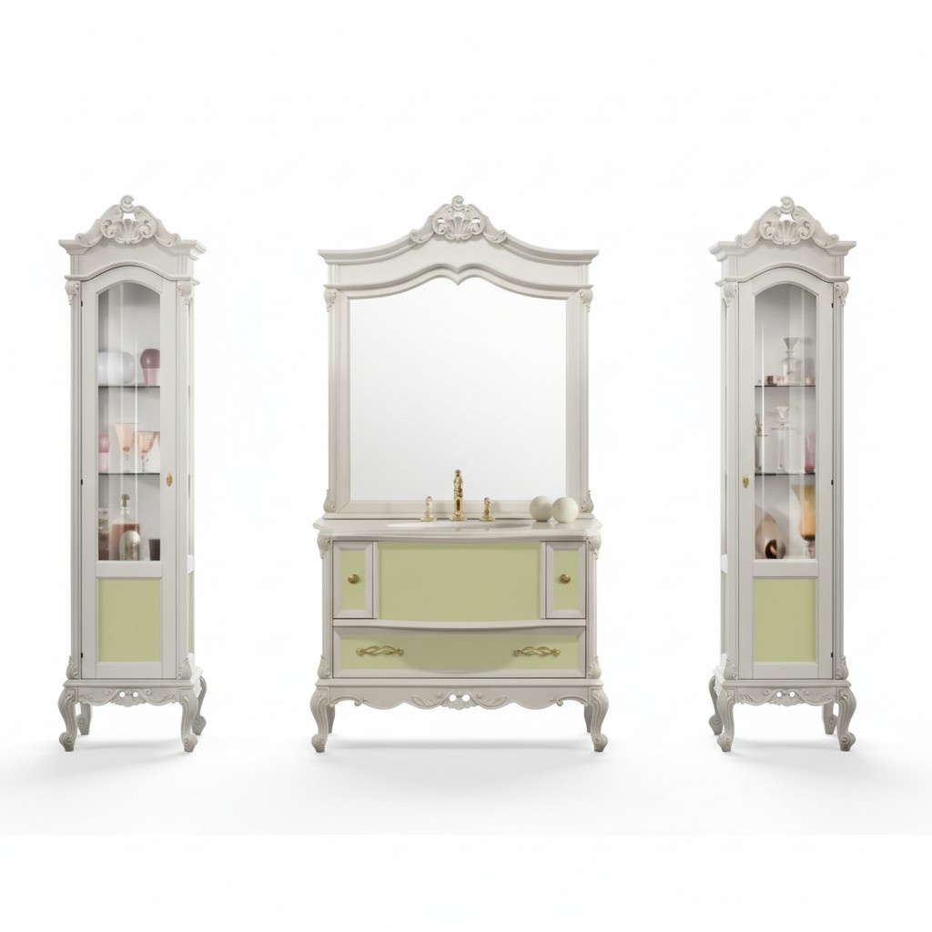 Design bathroom furniture bathroom 4pcs set set display cabinet sink