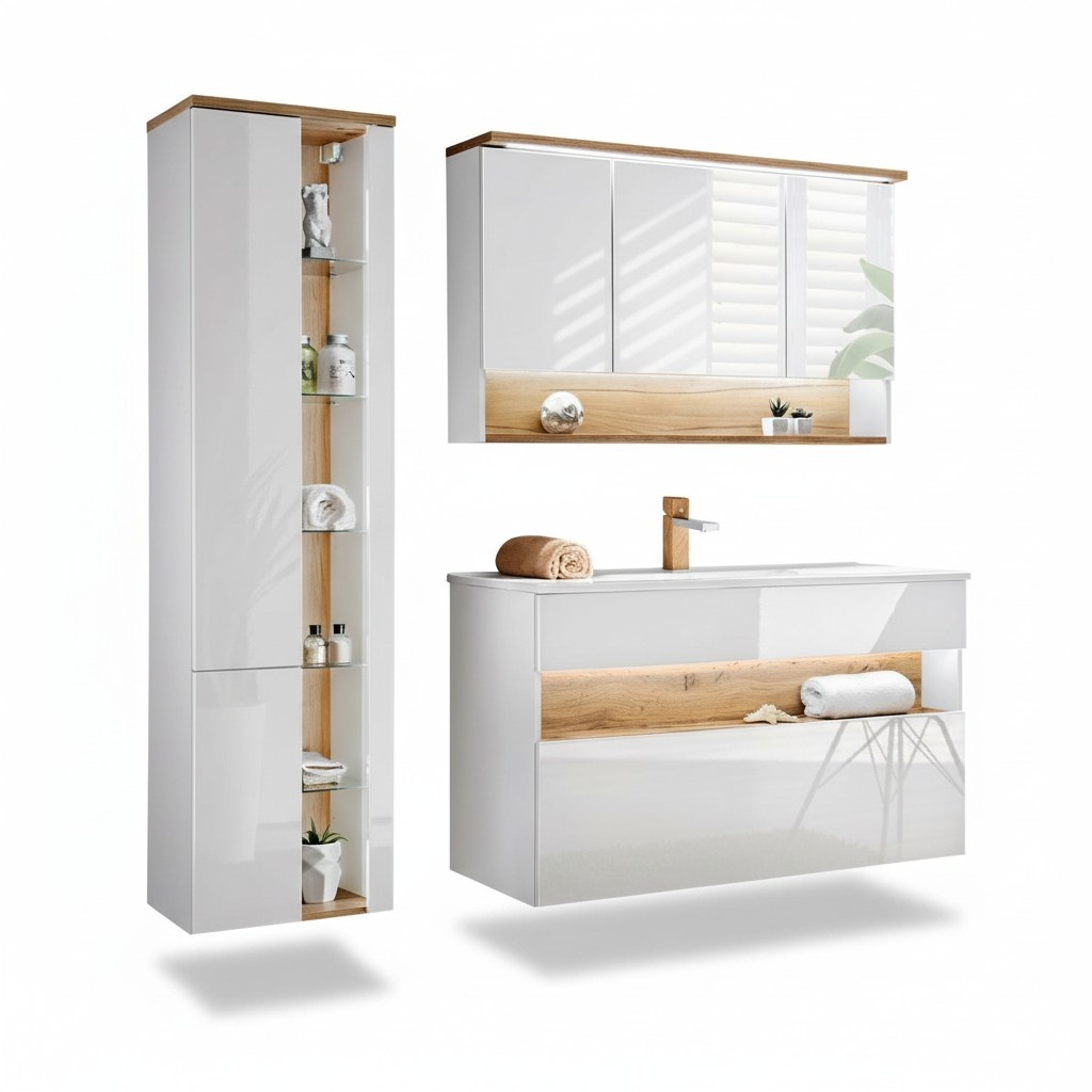 Design bathroom furniture bathroom 3-piece set set cabinet washbasin lighting