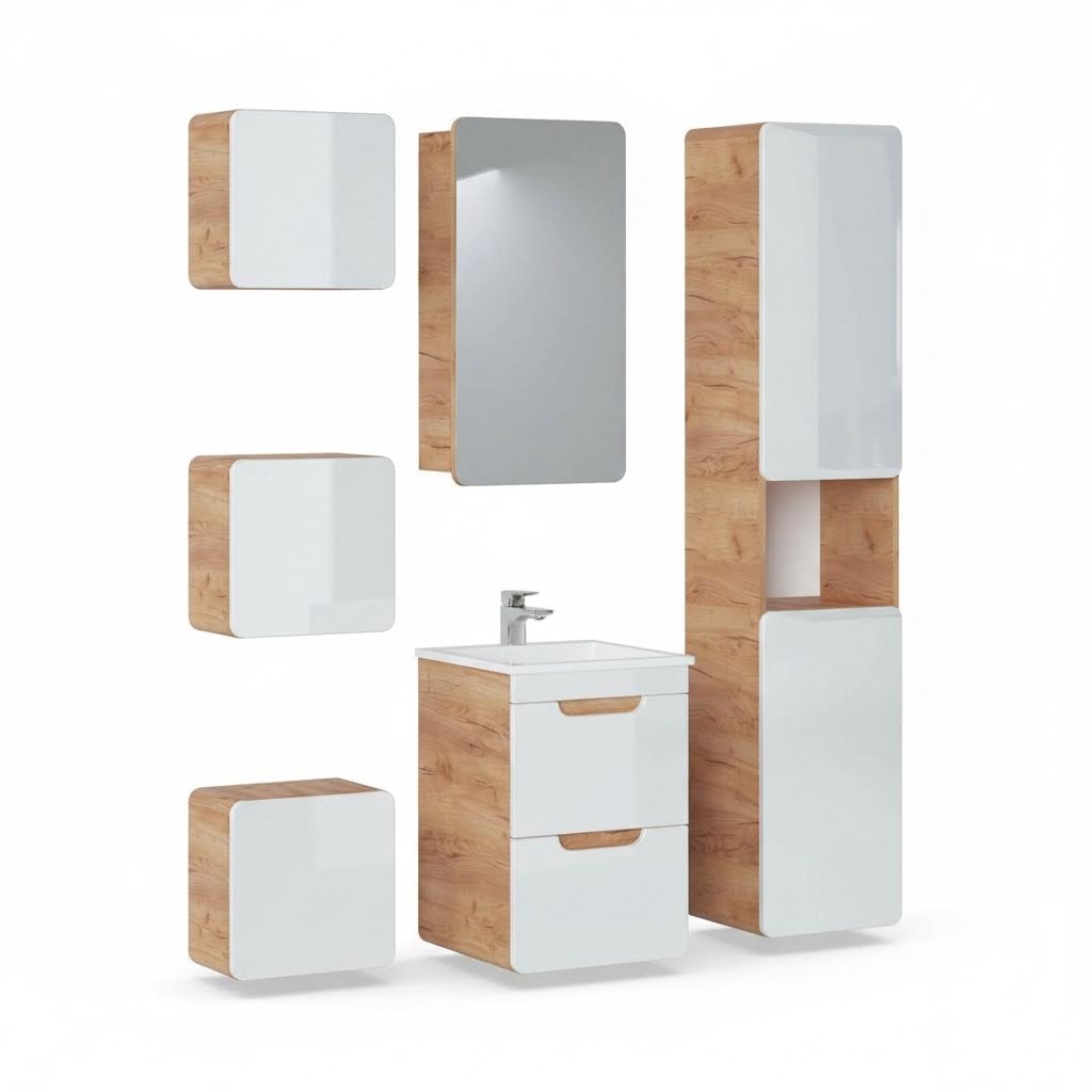 Design bathroom furniture group bathroom 6 pieces. Wooden washbasin set set