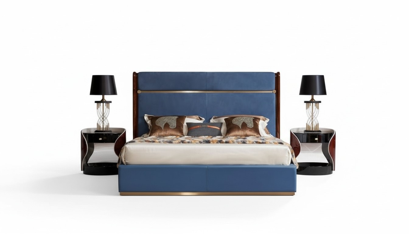 Design Bed 2x Bedside Table 3 Piece Bedroom Set Luxury Complete Set New