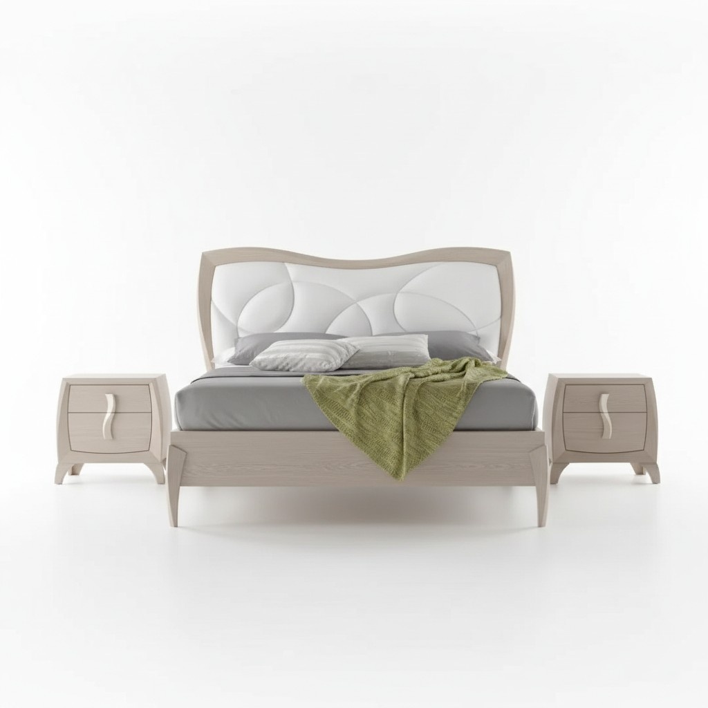 Design Bed 2x Bedside Tables 3 pcs. Bedroom Luxury Complete Set