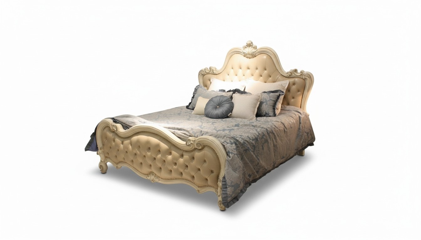 Classic baroque/rococo style chesterfield design massive marriage double bed 180x200cm size