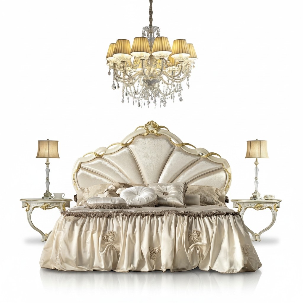 Design bedroom 3 parts Bed 2x bedside table Classic luxury bed set furniture