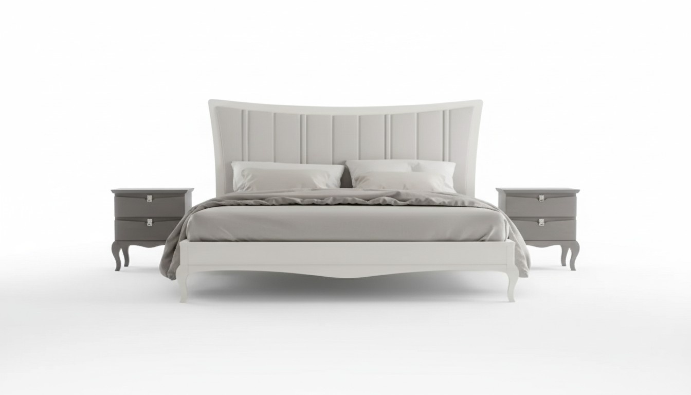 Design Bedroom 3-piece Bed 2x Bedside Tables Modern Luxury Beds Furniture