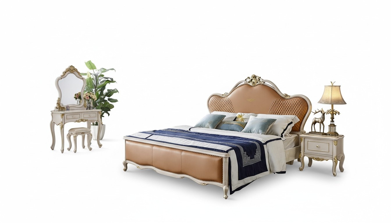 Design Bedside Table Bed Room 5psc Bedroom Set Dressing Table Real Wood