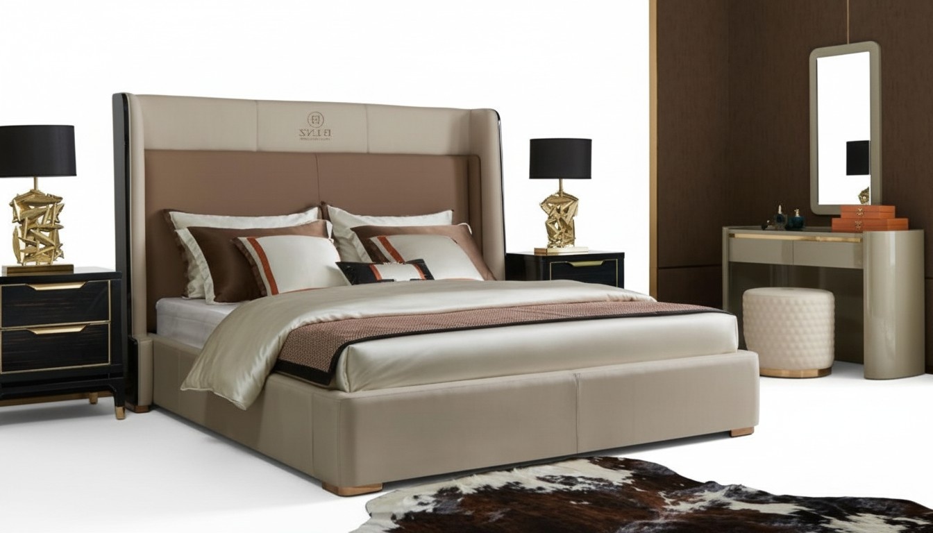 Design Bedroom 6 Piece Complete Set Bed Bedside Table Dressing Table Bedsteads