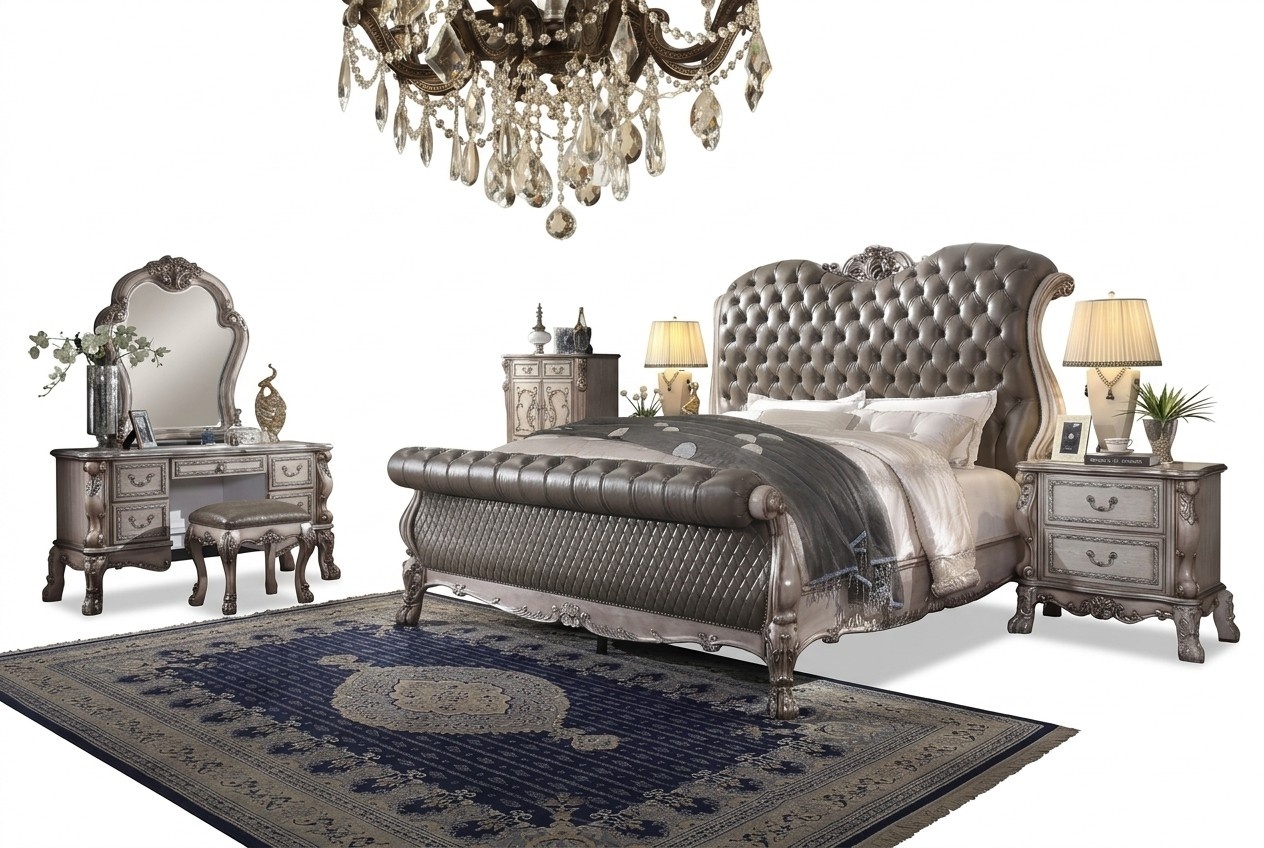 Bedroom 6 pieces design. Bedroom complete set bed bedside table chest of drawers new