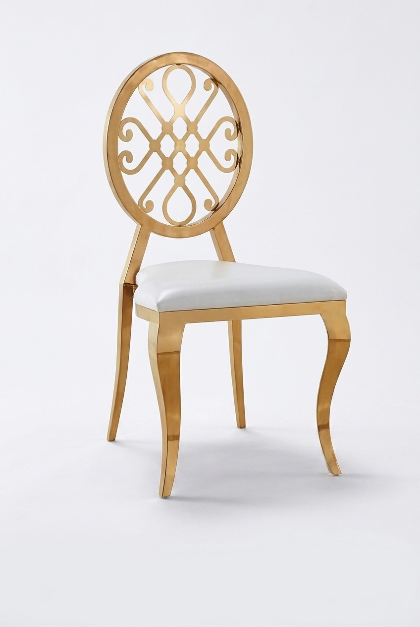 Design Dining Chair Upholstered Chairs Luxury Textile Stainless Steel Dining Room New