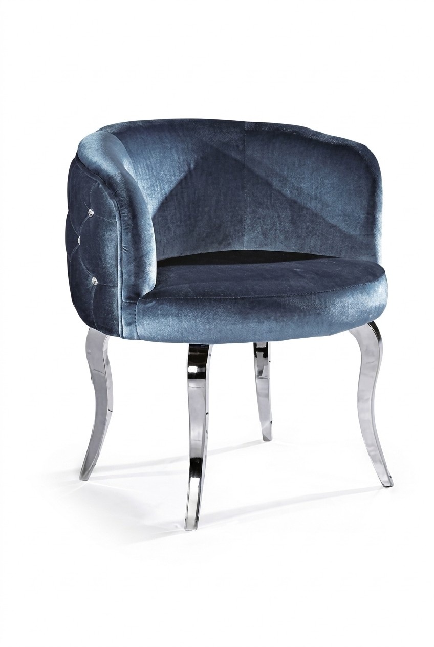 Design Chair Textile Dining Room Stainless Steel Armchair Chair Seat Upholstery Lounge Club