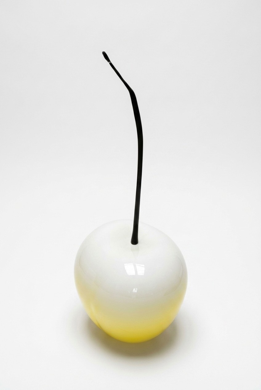 White gloss cherry decorative sculpture 64x25cm b461