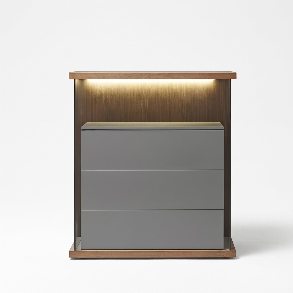 Design Chest of Drawers Illuminated Side Lowboard Cabinet Living Room Shelf Luxury
