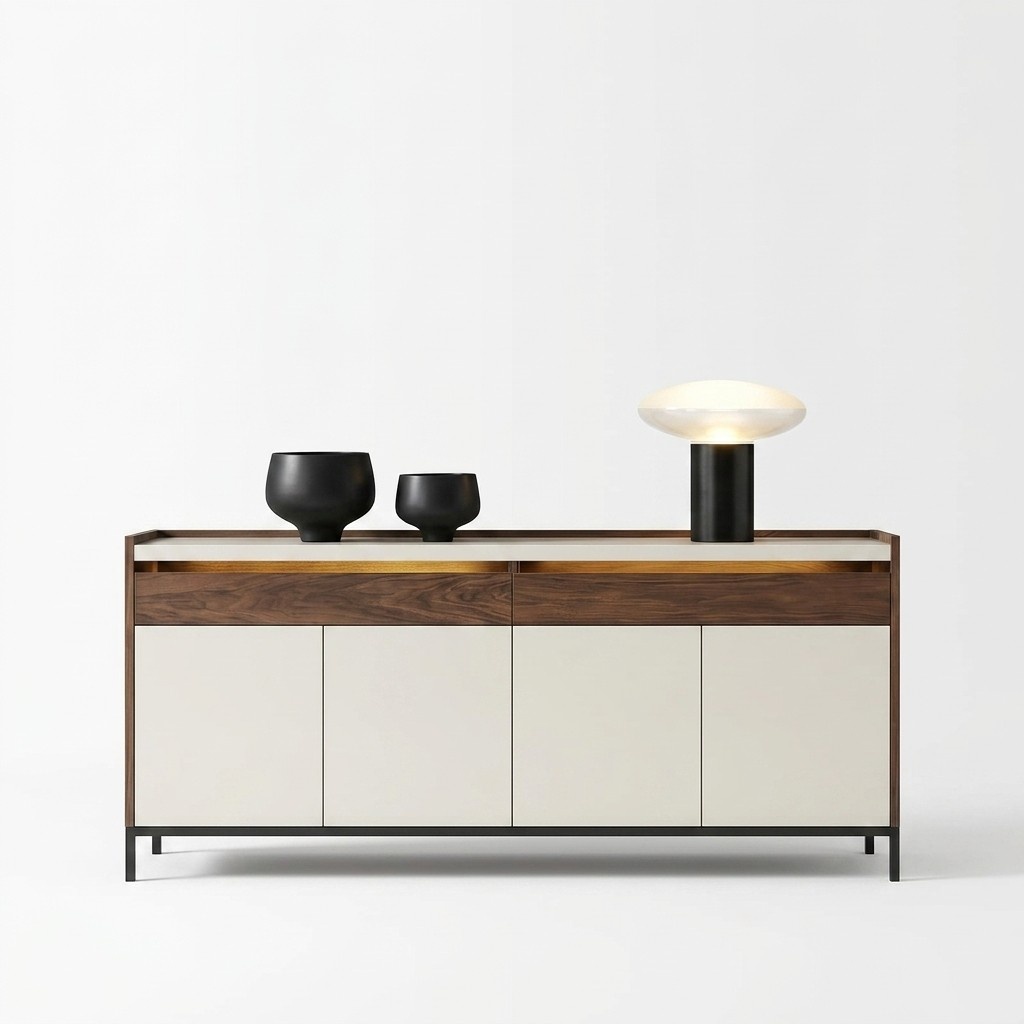 Design Dresser Side Lowboard Cabinet Shelf Luxury Illuminated Living Room