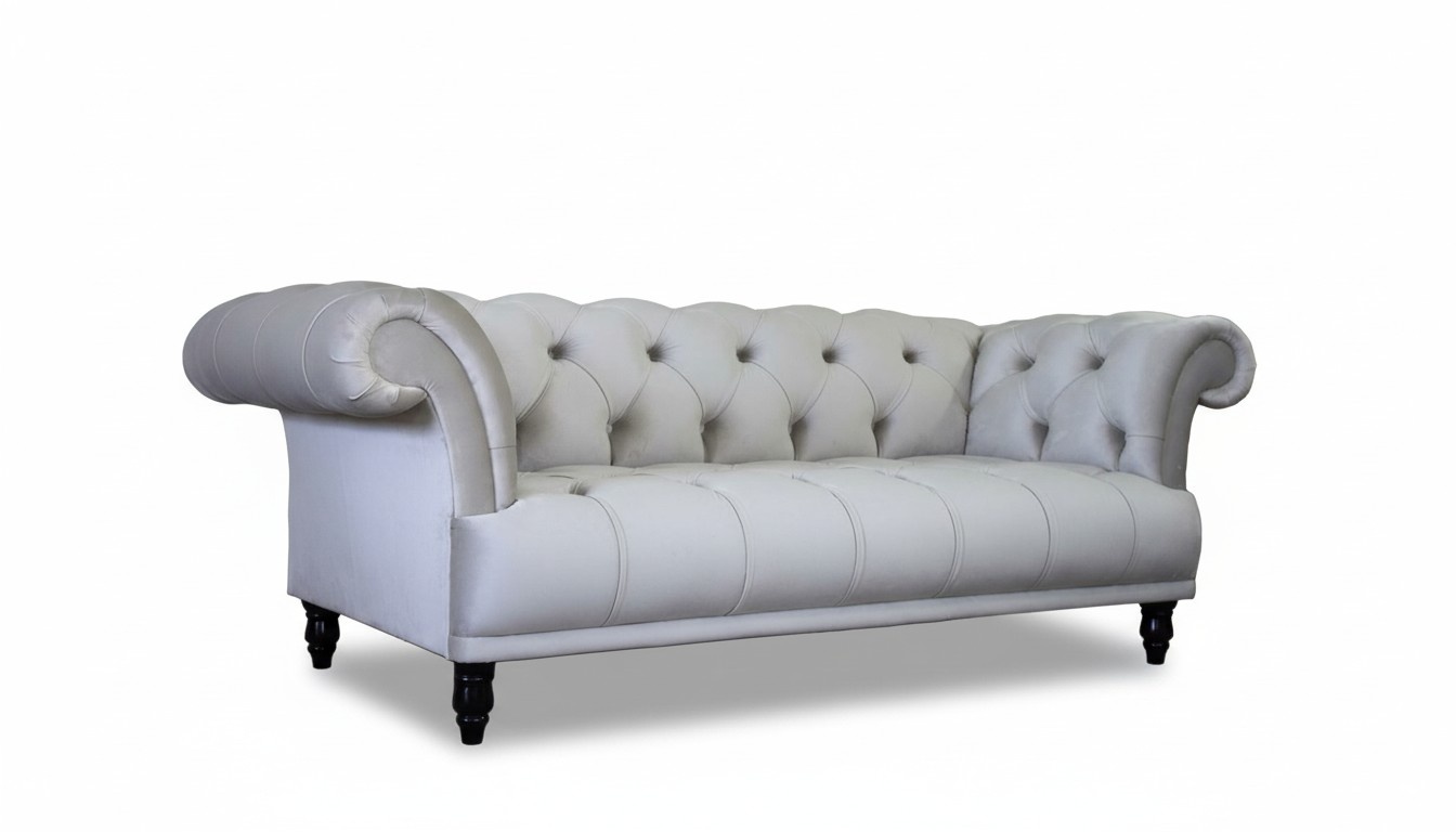 Classic Chesterfield Sofa 3-Seater White Leather Couch Living Room Couch New