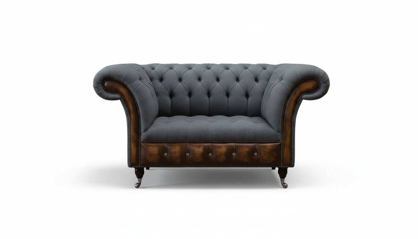 Design Chesterfield Fabric Couch Armchair 1.5 Seater Upholstered Sofas Lounge