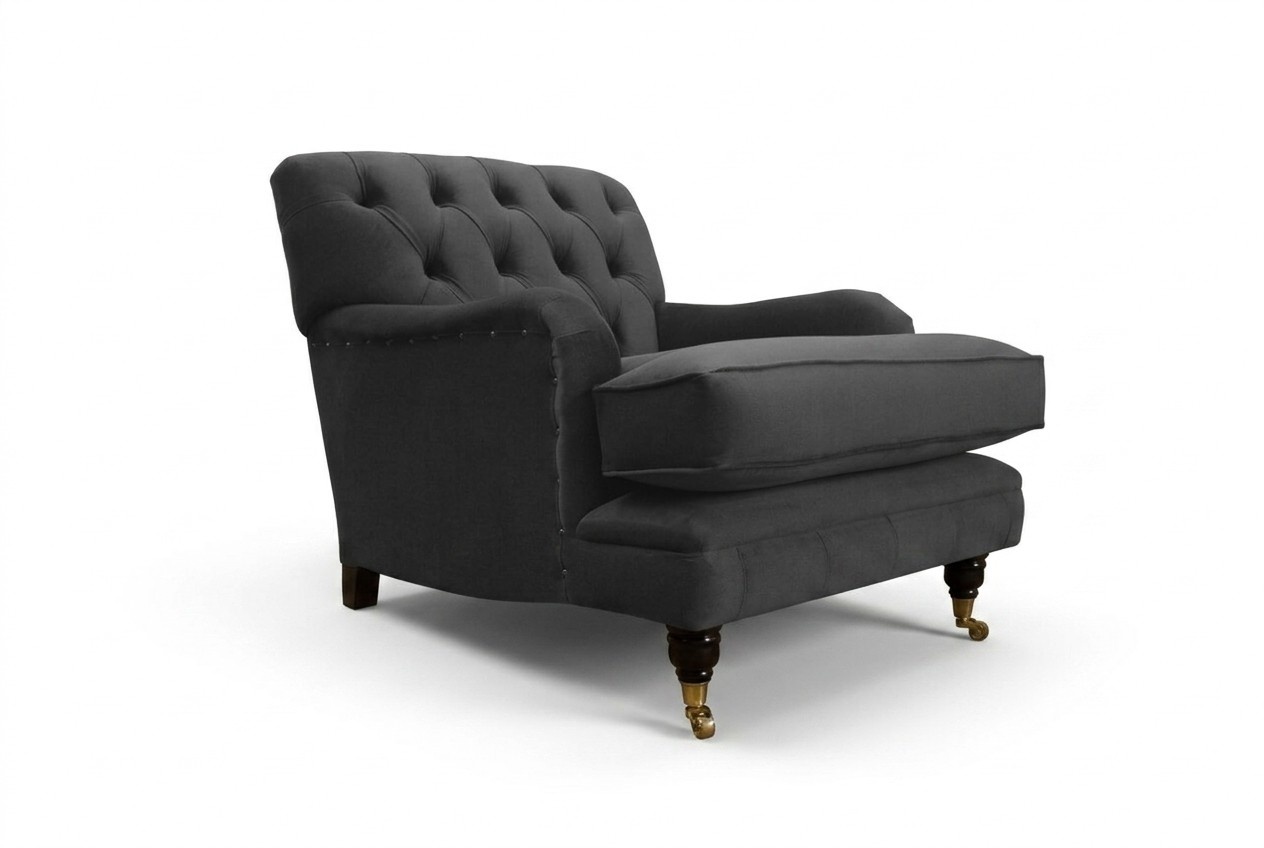 Design Chesterfield Fabric Couch Armchair 1.5 Seater Upholstery Sofas Lounge Club Stylish New