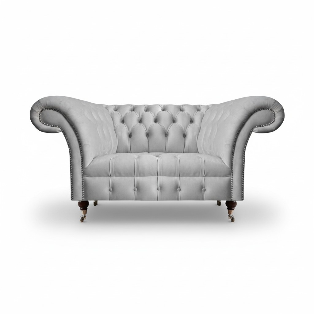 Design Chesterfield Sofa 2-Seater Textile Couch Upholstered Modern Upholstered Furniture