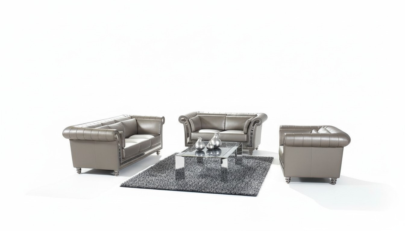Complete Sofa Set 3+2+1 Seater Living Room Modern Luxury Style Couches Faux Leather Gold Gloss