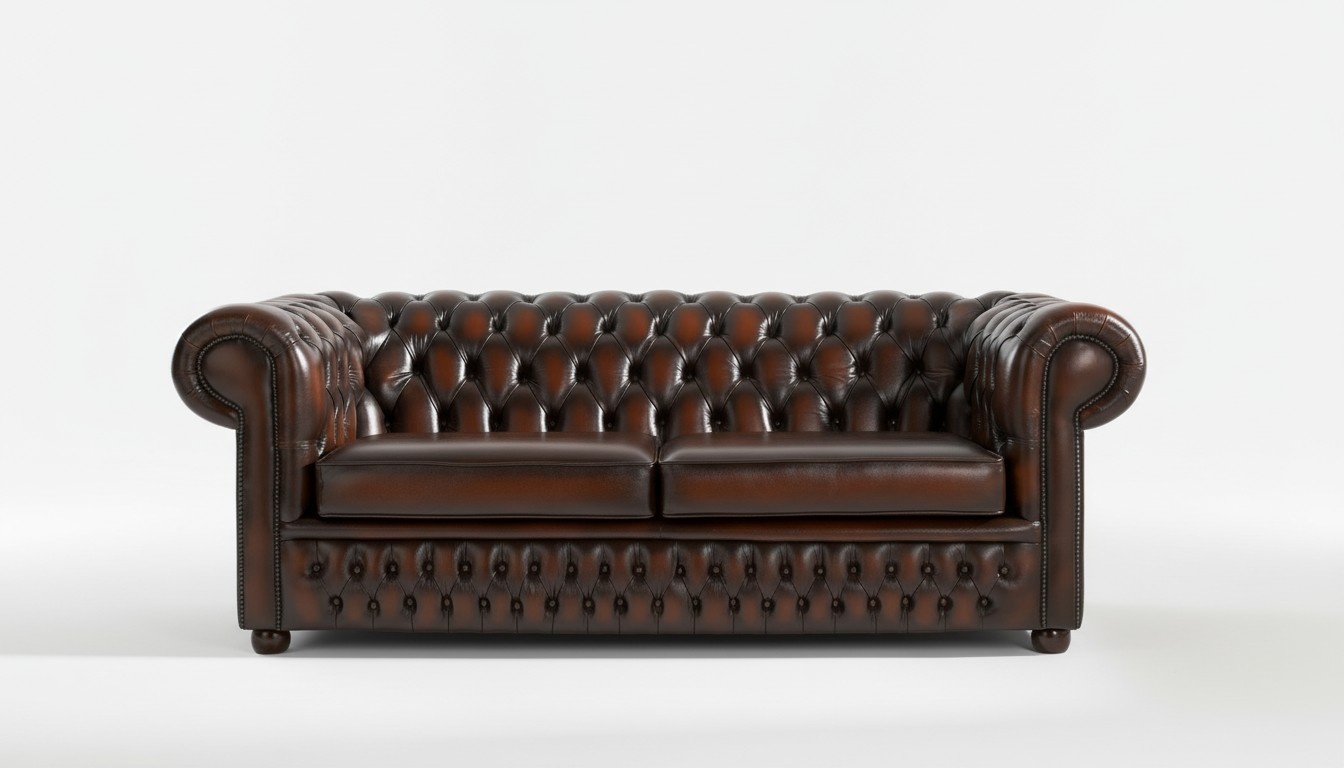 Classic Chesterfield Sofa 3-Seater Leather Brown Premium Design Living Room Couch
