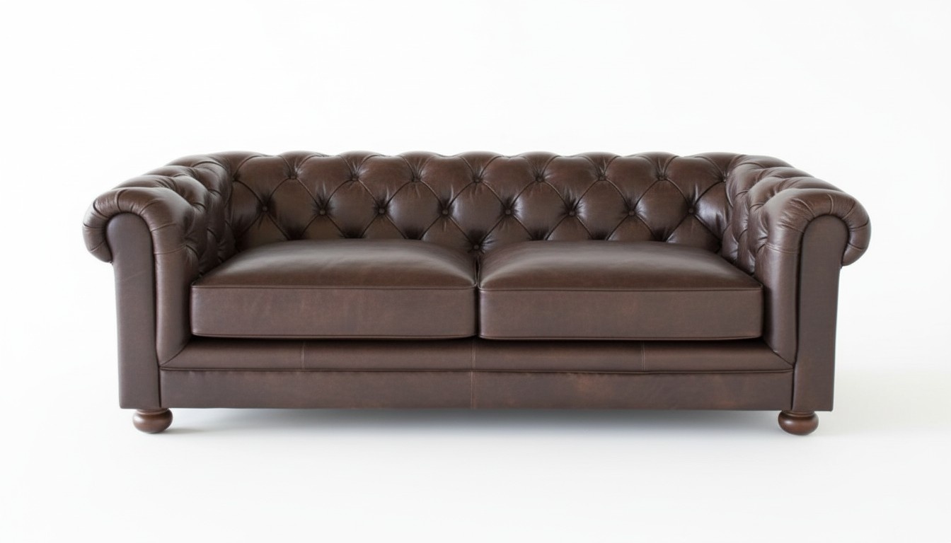 Chesterfield Sofa 3-Seater Classic Faux Leather Brown With Soft Cushions Living Room Couch