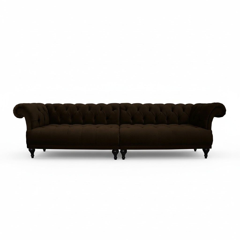 Chesterfield XXL 5-Seater Sofa Dark Faux Leather Comfortable Couch Living Room