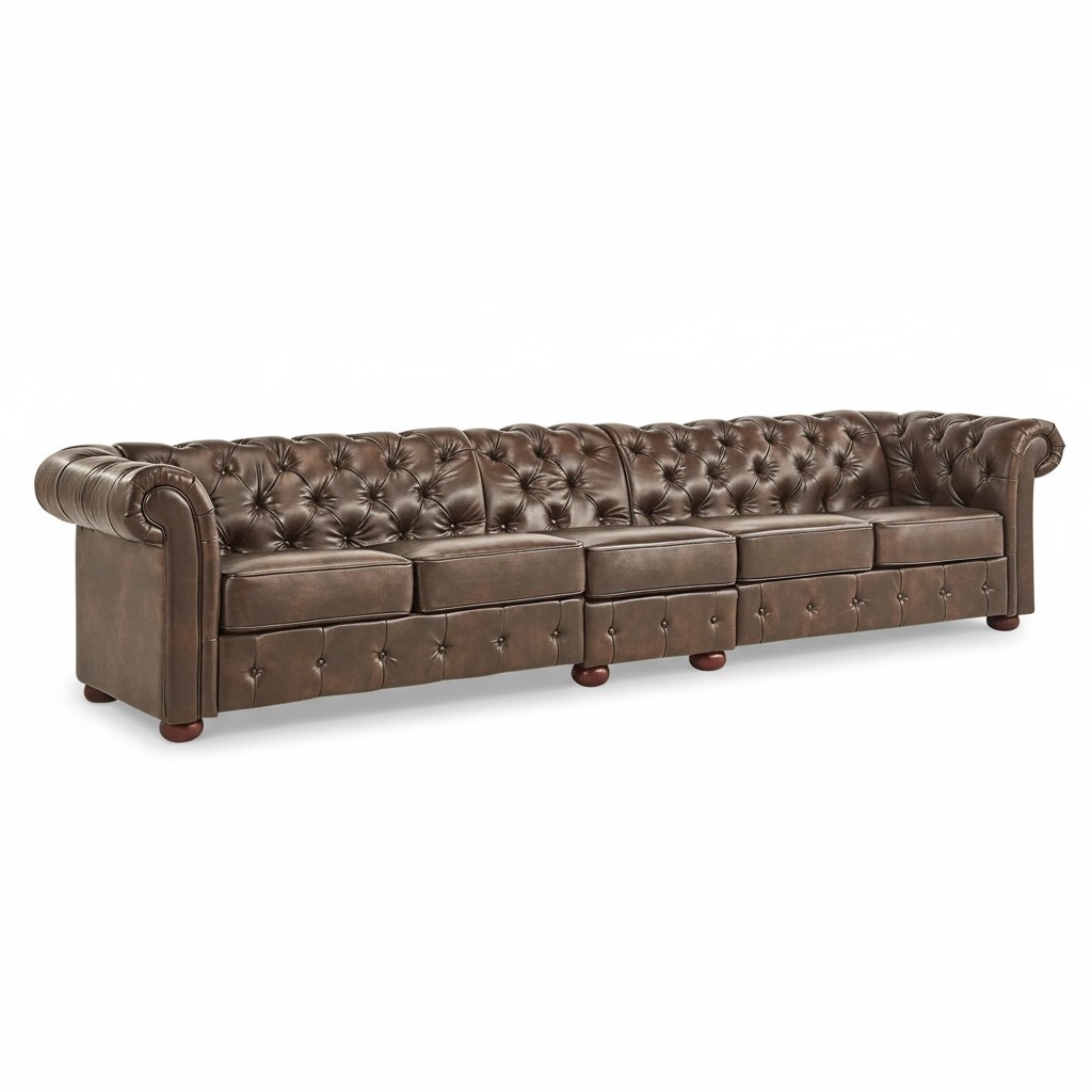 Chesterfield Sofa XXL 5-Seater 315cm Dark Chocolate Brown Faux Leather New