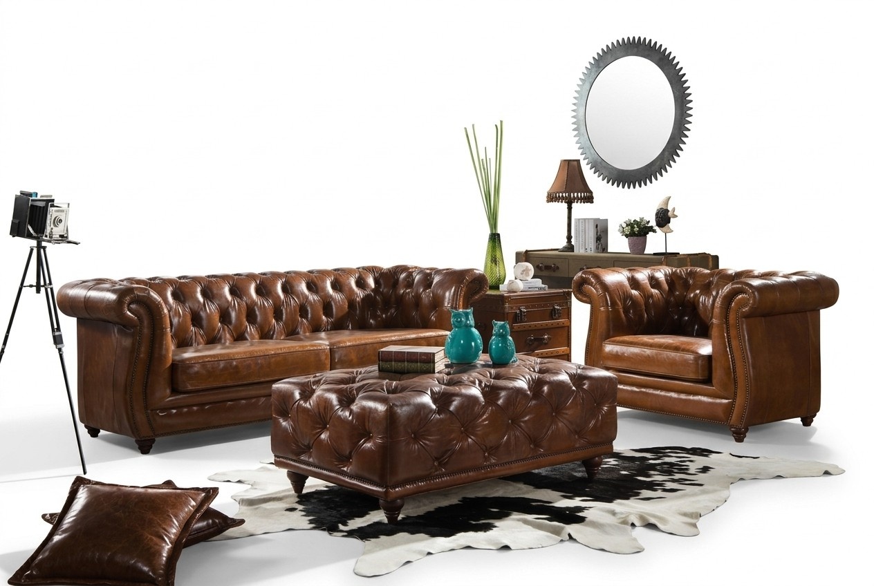 Design club sofa 3 seater sofa leather sofa three seater vintage leather NEW
