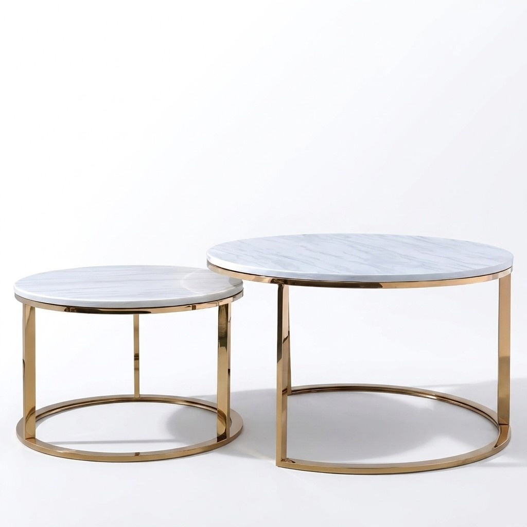 Design Coffee Table Dining Table Living Room Metal + Glass Set New