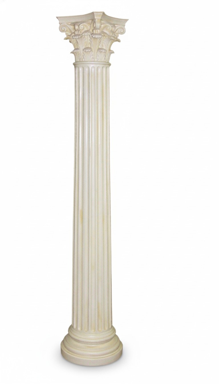 Decorative high column in antique greek corinthian column style, 228cm height