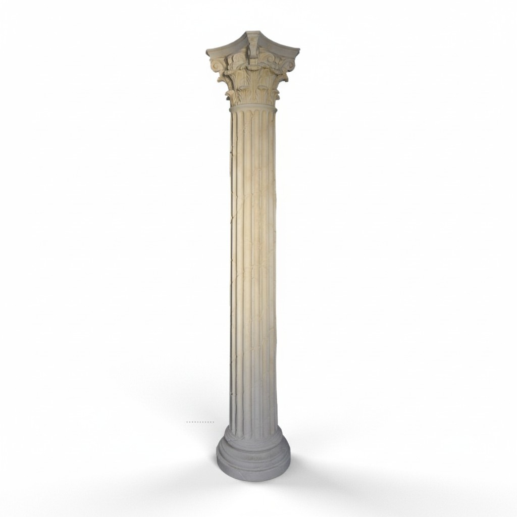 Decorative high column in antique greek corinthian column style, 228cm height