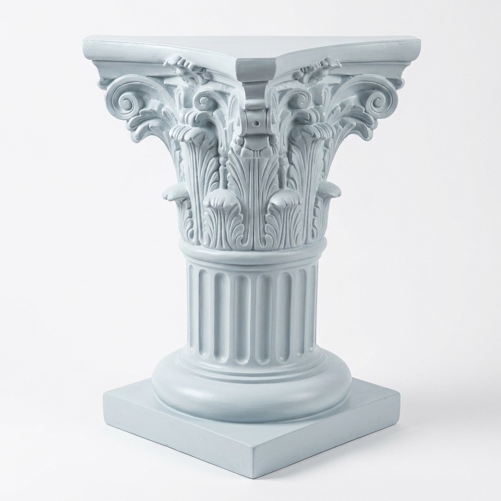 Decor stand in full gloss white colored designed as a antique corinthian column 78cm