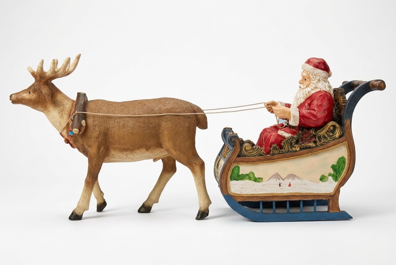 Design santa-claus reindeer decorative figure sculpture 125x283 cm sizes