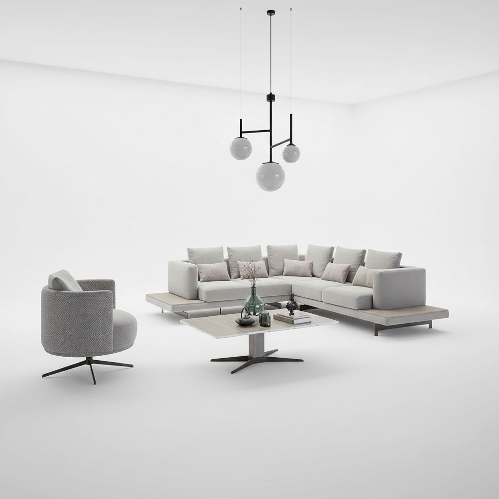 Design corner sofa L-shaped upholstered living room coffee table