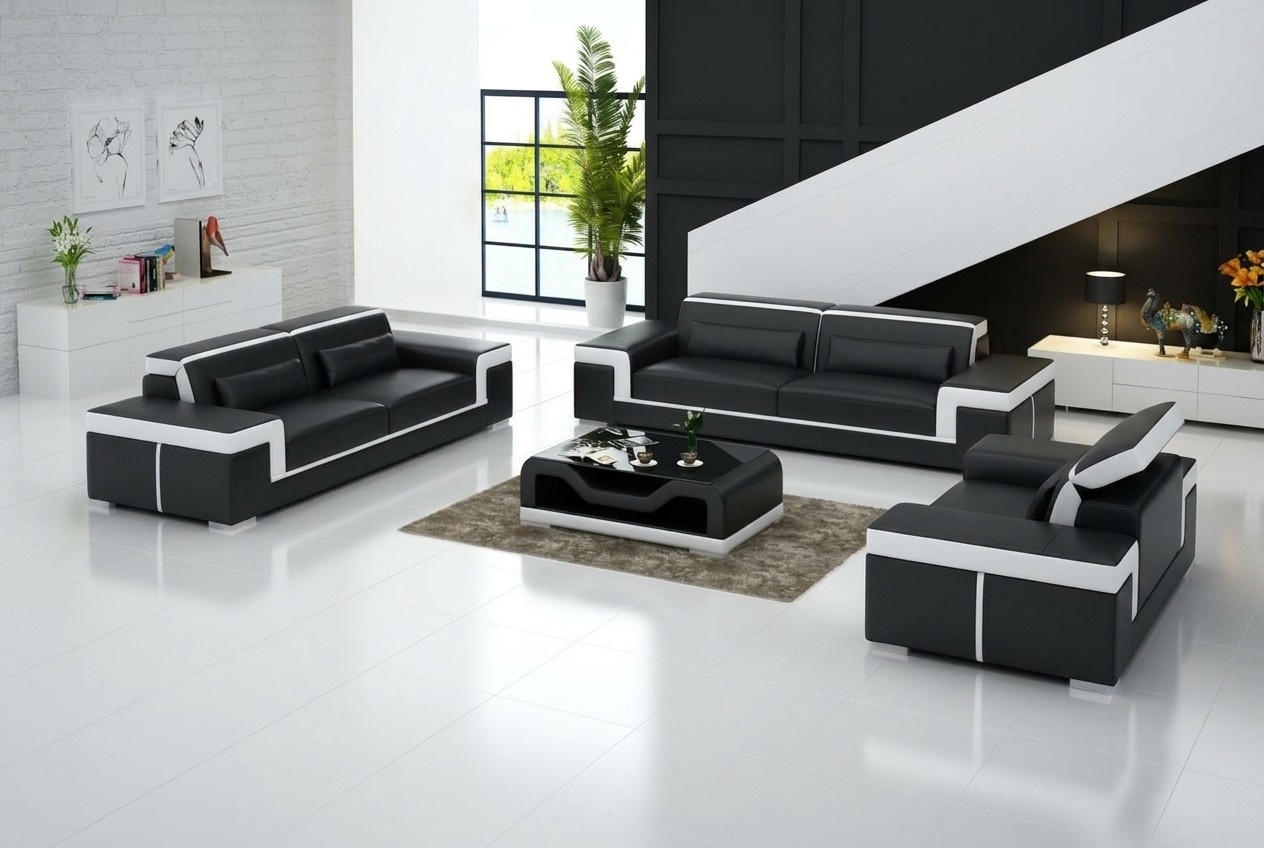 Design Couch Upholstered Sofas Leather Modern Sofa Set 3+1 Seater Complete Set New