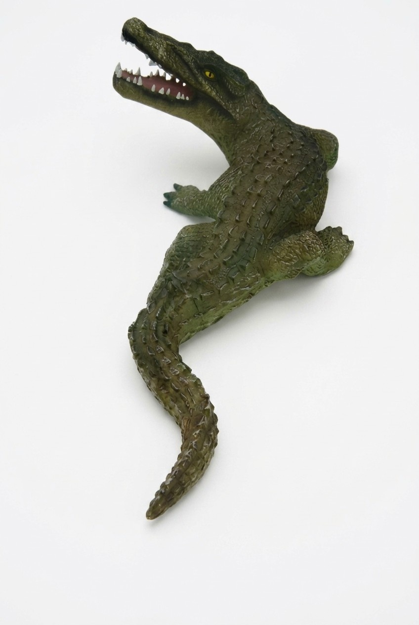 Dark green colored decorative sculpture designed as an angry crocodile 60x170cm