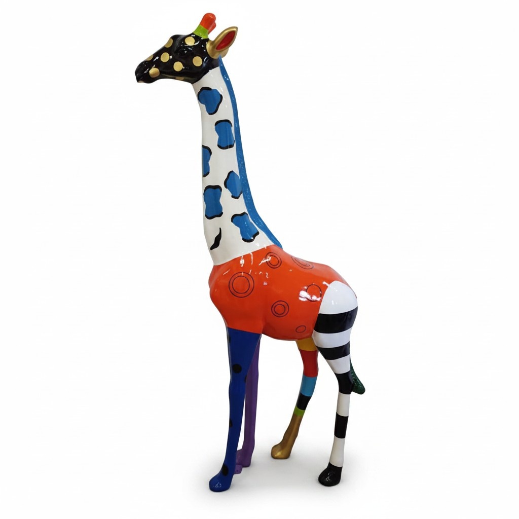 Abstract colorful gloss giraffe decorative sculpture 205 cm height