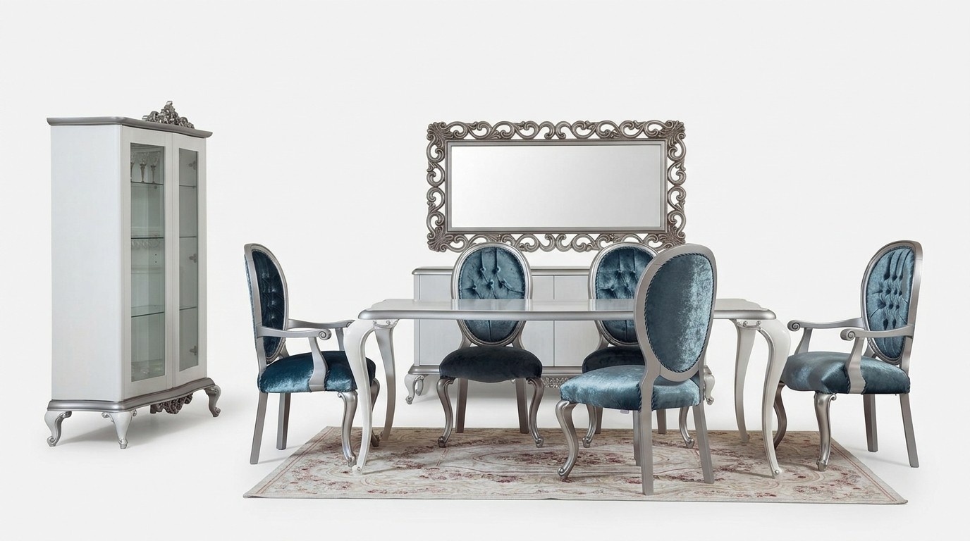 Design Dining Room Set 8pcs Chair Chest of Drawers Display Cabinet Mirror