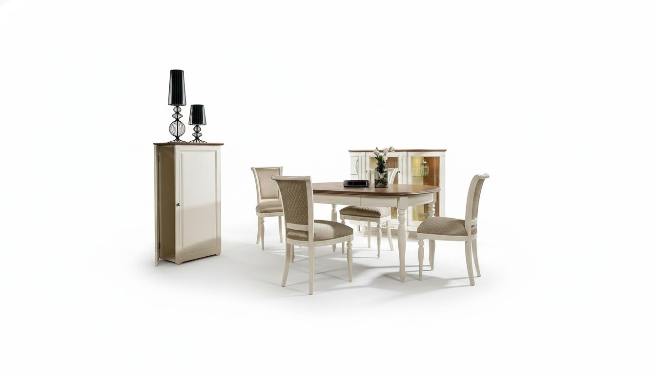 Dining room made of real wooden oval extendable table 140/190cm - model FL-S2